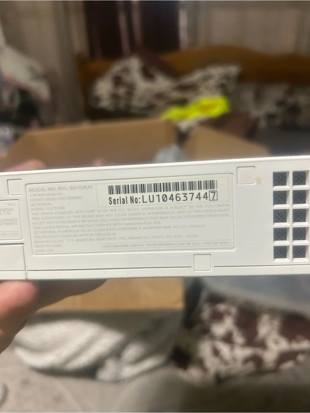 Wii console with power cord missing front cover